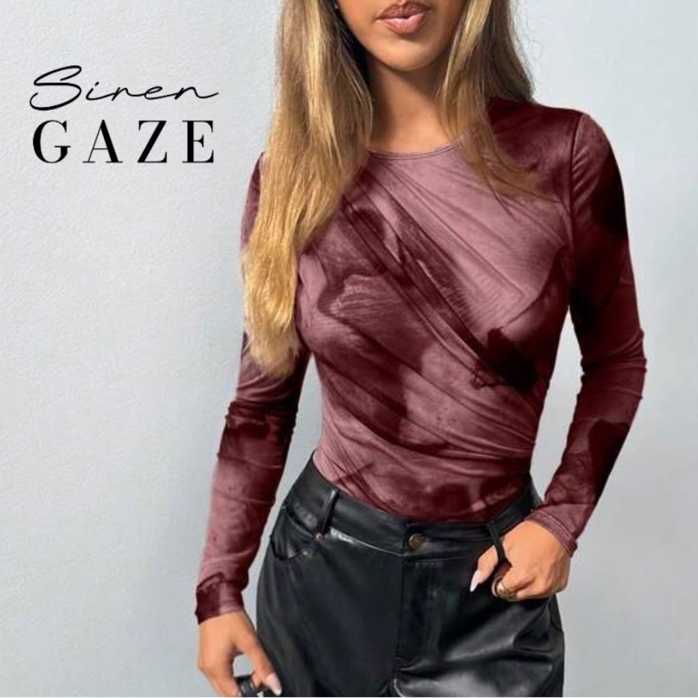 NWOT Burgundy Long-Sleeve Bodysuit